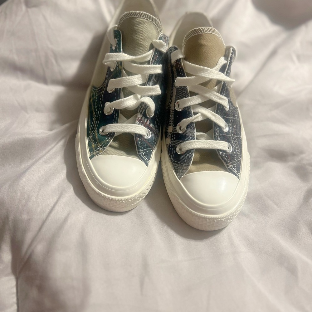 Converse All Star low top unisex women 5 men 3 cream and plaid